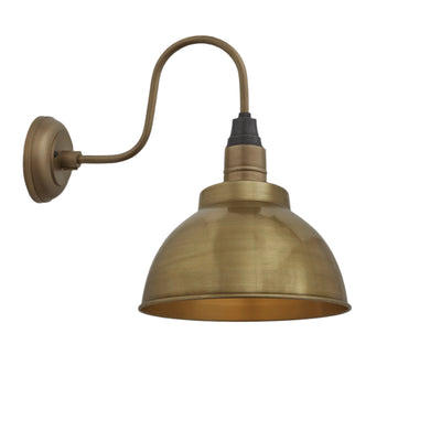 Swan Neck Dome Wall Light - 13 Inch - Brass Industville SN-DWL13-B-BH