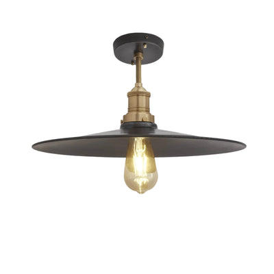 Pewter with Brass Holder Brooklyn Flat Flush Mount - 15 Inch - Industville BR-FFM15-P-BH