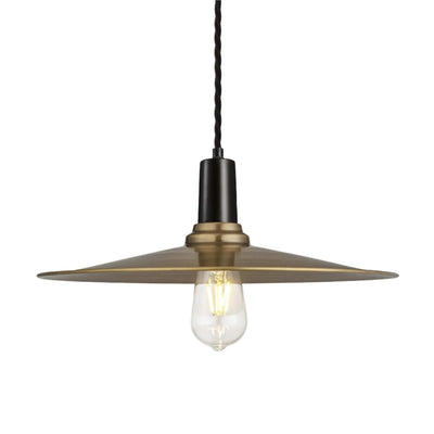 Brass Sleek Flat Pendant in 15 Inch with Black Holder, Product Code is SL-FP15-B-BKH