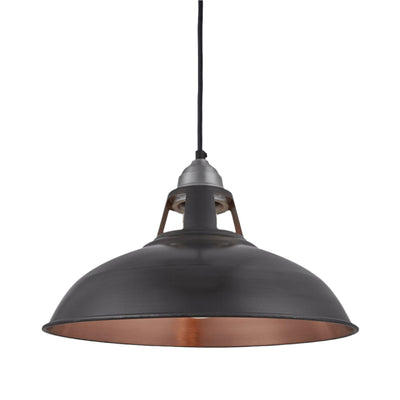 Pewter and Copper Old Factory Slotted Pendant - 15 Inch - Industville OF-SLP15-CP-LPH