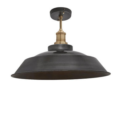 Brooklyn Step Semi Flush Mount in 16 Inch with Pewter Shade with Brass Holder, Product Code BR-SFM16-P-BH