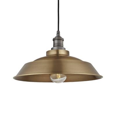 Brooklyn Outdoor & Bathroom Step Pendant in 16 Inch in Brass with a Pewter Pendant Holder, Product Code BR-IP65-SP16-B-PH
