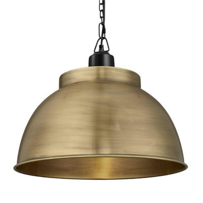 Brass with Black Holder and Chain Brooklyn Dome Pendant - 17 Inch - Industville BR-DP17-B-BKCN