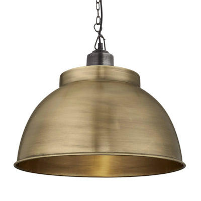 Brass with Pewter Holder and Chain Brooklyn Dome Pendant - 17 Inch - Industville BR-DP17-B-PCN