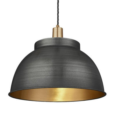 Sleek Dome Pendant - 17 Inch - Pewter & Brass Industville SL-DP17-BP-BH