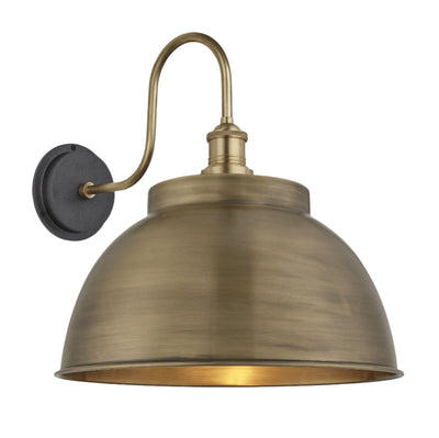 Swan Neck Outdoor & Bathroom Dome Wall Light - 17 Inch - Brass Industville SN-IP65-DWL17-B-BH