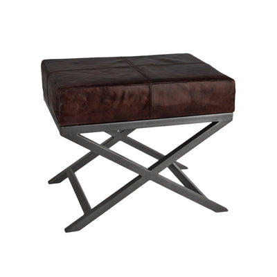 Criss Cross Real Leather & Metal Bench in 17 Inch, Product Code ST-CRI-L
