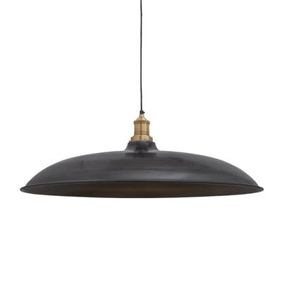 Brooklyn Giant Bowl Pendant in 24 Inch in Pewter with Brass Holder, Product Code BR-GBP24-P-BH