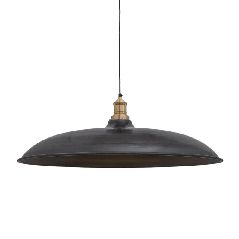 Brooklyn Giant Bowl Pendant in 24 Inch in Pewter with Brass Holder, Product Code BR-GBP24-P-BH