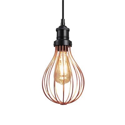 Copper Brooklyn Balloon Cage Pendant in 6 Inch with Black Holder, Product code is BR-BCP6-C-BKH