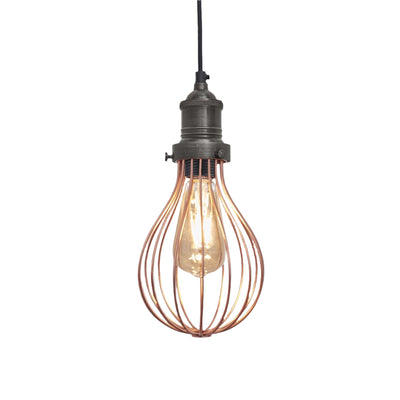 Copper Brooklyn Balloon Cage Pendant in 6 Inch with Pewter Holder, Product code is BR-BCP6-C-PH