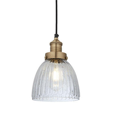Brooklyn Glass Cone Pendant Light in 7 Inch with Brass Holder Industville BR-GLCP7-BH