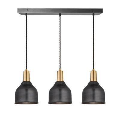 Sleek Cone 3 Wire Cluster Lights in 7 inch with Brass Holders, Industville SL-C7-3WCL-P-BH