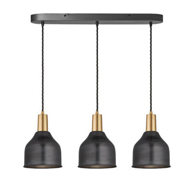 Sleek Cone 3 Wire Cluster Lights - 7 inch - Pewter - Chandelier & Cluster Lights - Industville Lighting UK