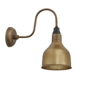 Brass Swan Neck Cone Wall Light in 7 Inch with Brass Holder, Product Code is SN-CWL7-B-BH