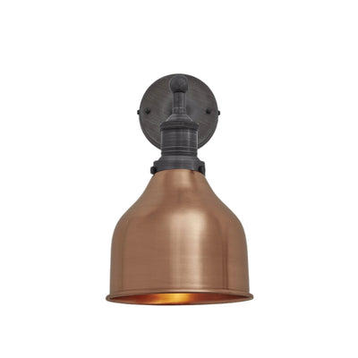 Copper Brooklyn Cone Wall Light in 7 Inch with Pewter Holder, Product code is BR-CWL7-C-PH