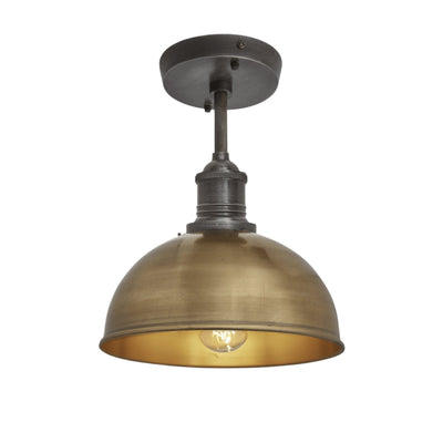Brass with Pewter Holder Brooklyn Dome Flush Mount - 8 Inch - Industville BR-DFM8-B-PH