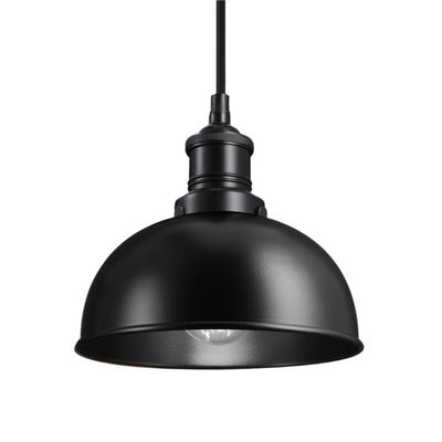 Black with Black Holder Brooklyn Dome Pendant - 8 Inch - Industville BR-DP8-BK-BKH