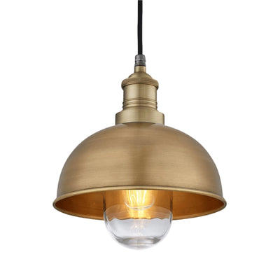 Brass with Brass Holder Brooklyn Outdoor & Bathroom Dome Pendant - 8 Inch - BR-IP65-DP8-B-BH