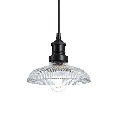 Brooklyn Glass Dome Pendant in 8 Inch in Black, Product Code BR-GLDP8-BKH