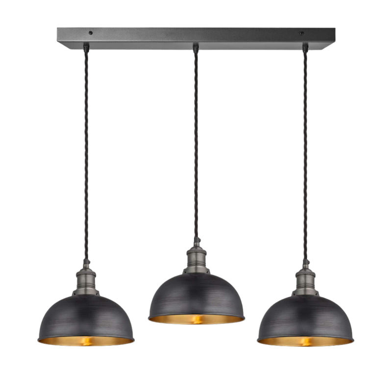 Brooklyn Dome 3 Wire Cluster Lights - 8 inch - Brooklyn - Industrial Style Ceiling & Wall Lights - Industville Lighting UK