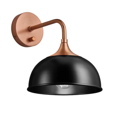 Black with Copper Holder Chelsea Dome Wall Light - 8 Inch - CH-DWL8-BK-CH