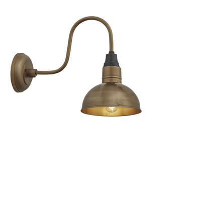 Swan Neck Dome Wall Light - 8 Inch - Brass Industville SN-DWL8-B-BH
