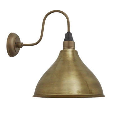 Swan Neck Cone Wall Light - 12 Inch - Brass Industville SN-CWL12-B-BH