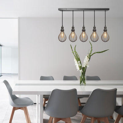 Pewter Brooklyn Balloon Cage 5 Wire Cluster Lights in 6 inch with Pewter Holder, Product code is BR-BC6-5WCL-P-PH