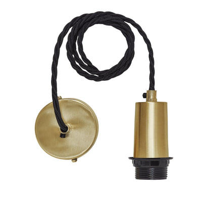 Sleek Edison Cord Set ES E27 Bulb Holder - Brass & Fabric Flex Industville SL-EBH-B