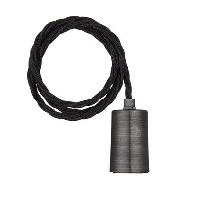 Sleek Edison Cord Set - Fabric Flex - Pewter - 2m - Without Ceiling Rose Industville SL-E1WP-P-2M-NCR