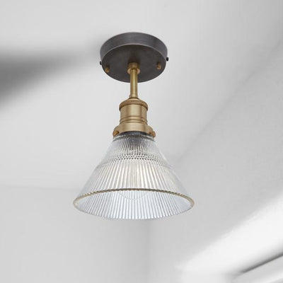 Brooklyn Glass Funnel Flush Mount in 7 Inch with Brass Holder, Product Code BR-GLFFM7-BH