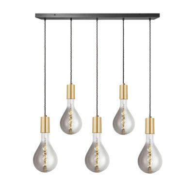 5 Wire Sleek Large Edison Cluster Lights with Brass Holders Industville SL-LE-5WCL-B