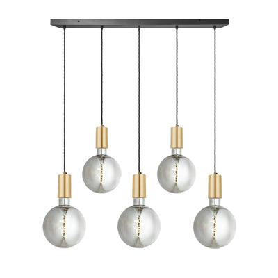5 Wire Sleek Large Edison Cluster Lights with Brass Holders Industville SL-LE-5WCL-B