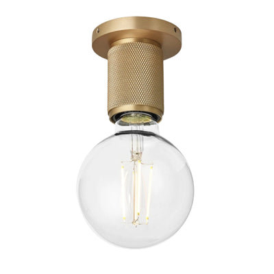 Knurled Edison Spotlight - Brass - Low Ceiling Semi-Flush Mount Lights - Industville Lighting UK