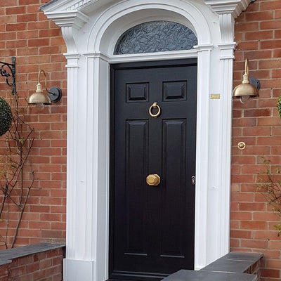 Brass Swan Neck Outdoor & Bathroom Dome Wall Light in 8 Inch with Brass Holder, Product code is SN-IP65-DWL8-B-BH