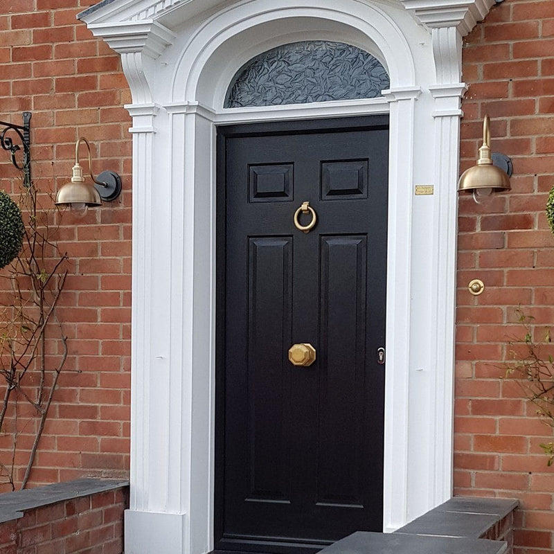 Brass Swan Neck Outdoor & Bathroom Dome Wall Light in 8 Inch with Brass Holder, Product code is SN-IP65-DWL8-B-BH