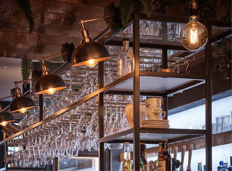 Restaurant lighting ideas - RudeCafe, Morzine by Kaz Williams Designs