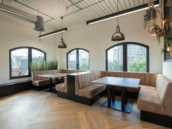 Retro pendant lights handing over office booths