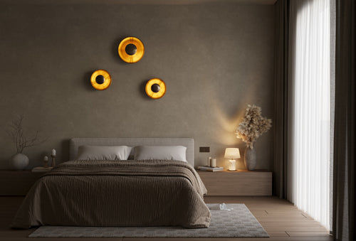 Three Boston Wall Lights above Bed 
