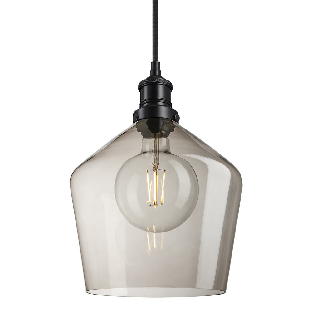 Smoked Glass Mocha with Black Holder Pendant Lighting Schoolhouse Brooklyn BR-SGL-SHP10-MO-BKH