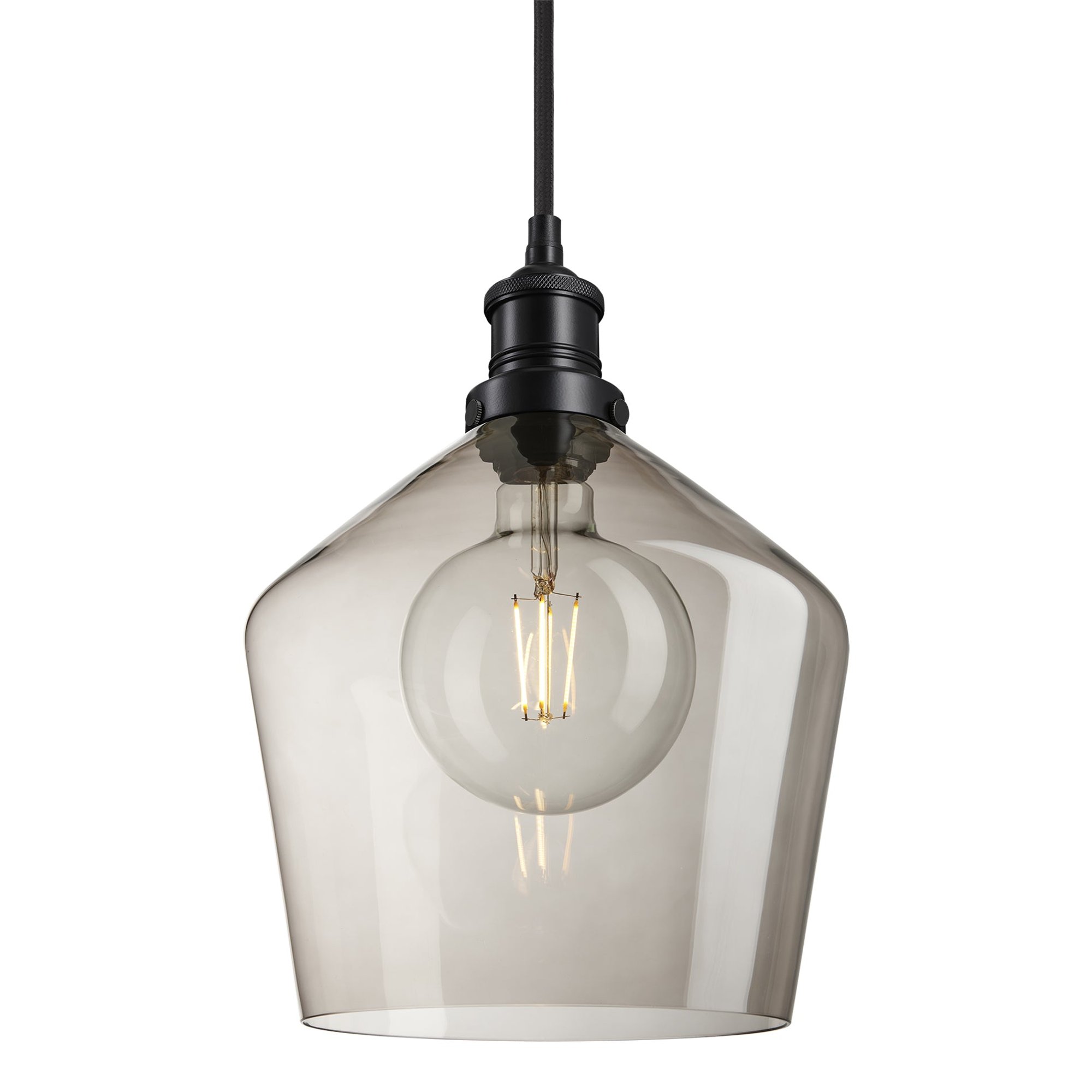 Smoked Glass Mocha with Black Holder Pendant Lighting Schoolhouse Brooklyn BR-SGL-SHP10-MO-BKH
