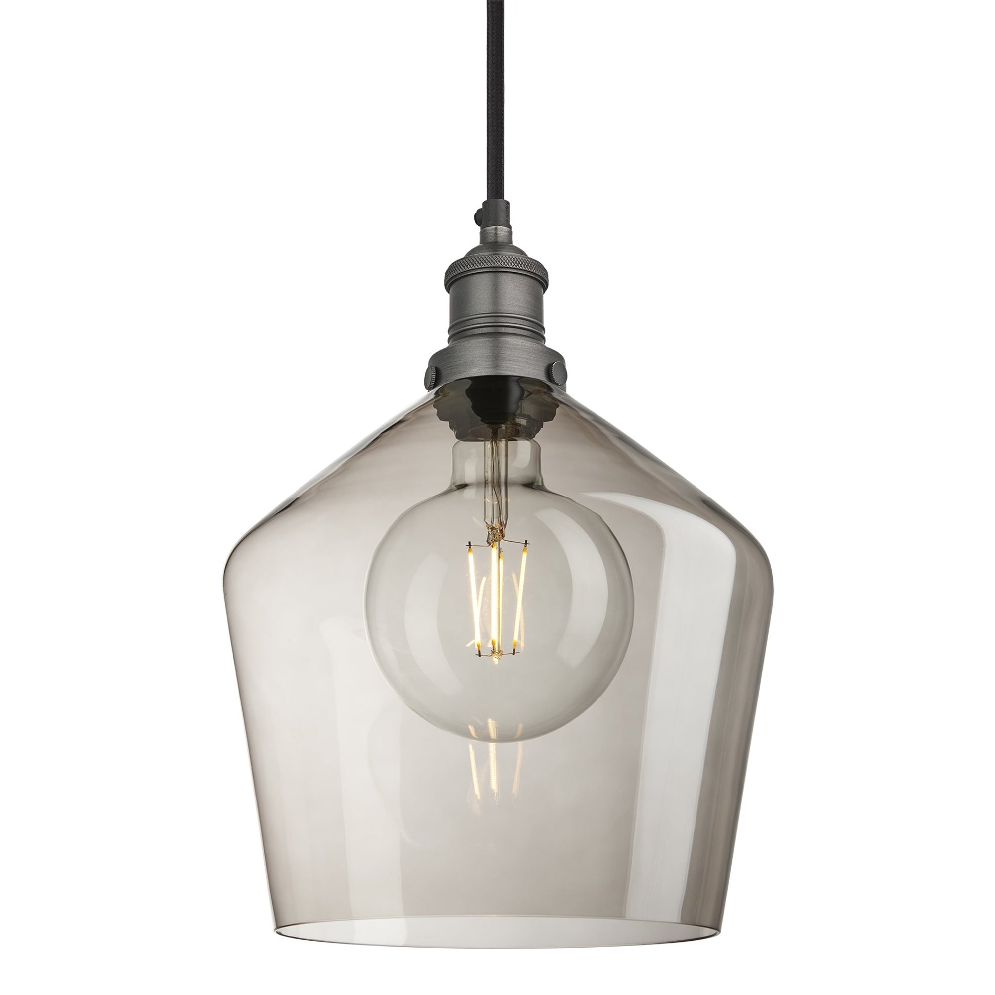 Smoked Glass Mocha with Pewter Holder Pendant Lighting Schoolhouse Brooklyn BR-SGL-SHP10-MO-PH