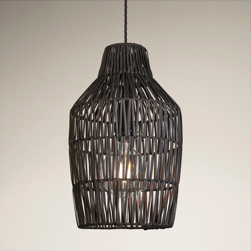 Boho Rattan Ceiling Pendant Light - 11 Inch - Vase - Ceiling Lights - Industville Lighting UK