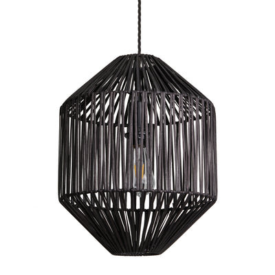 Boho Rattan Ceiling Pendant Light - 12 Inch - Diamond - Kitchen Island Lighting - Industville Lighting UK