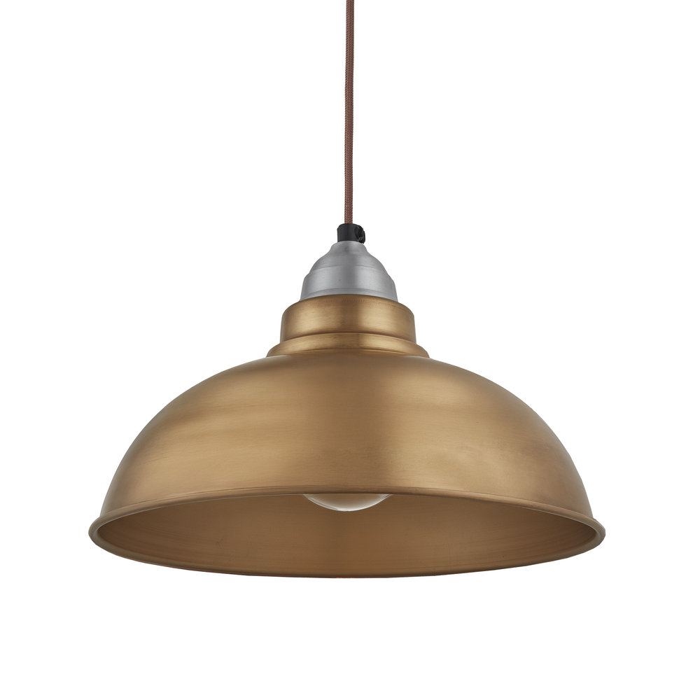 Brass with Pewter Holder Old Factory Pendant - 12 inch - Industville OF-P12-B-LPH