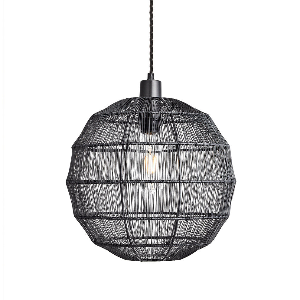Pewter Handcrafted Wire Cage Pendant Light - 12 Inch - Globe - Industville HC-WCP12-GL-P