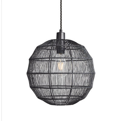 Pewter Handcrafted Wire Cage Pendant Light - 12 Inch - Globe - Industville HC-WCP12-GL-P