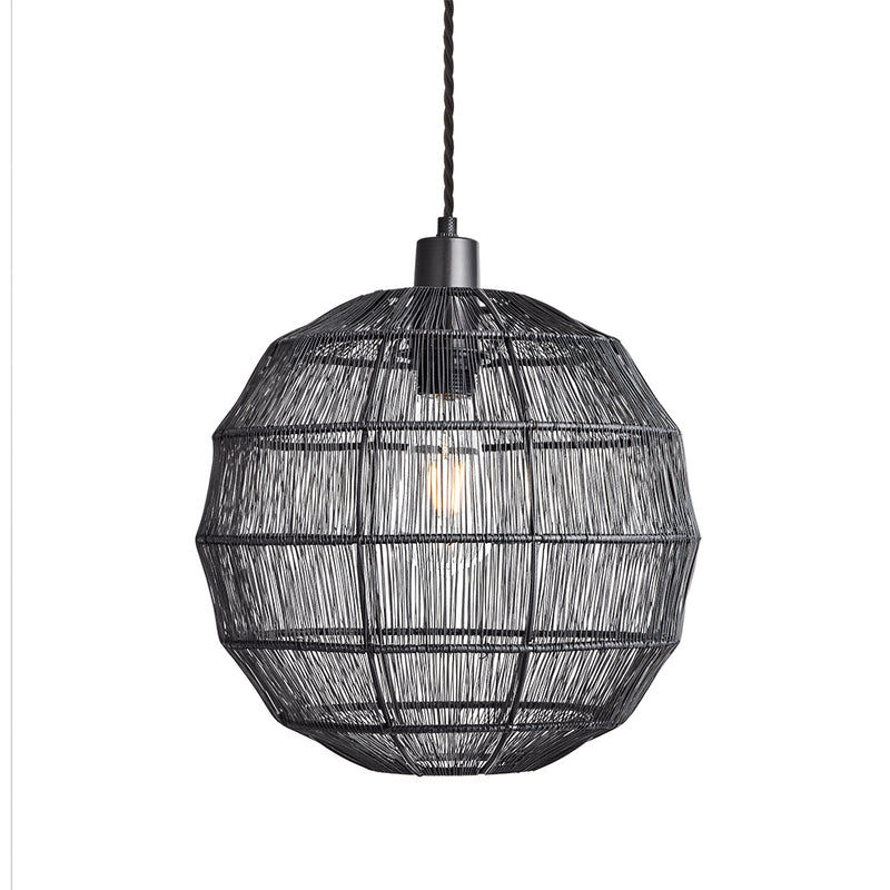 Pewter Handcrafted Wire Cage Pendant Light - 12 Inch - Globe - Industville HC-WCP12-GL-P