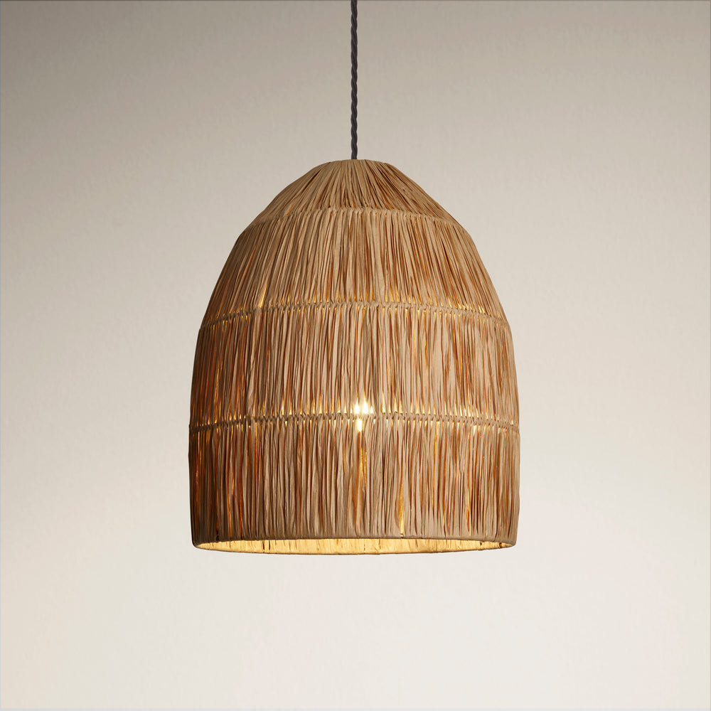 13-Inc Raffia Ceiling Pendant Light - Bell - Natural